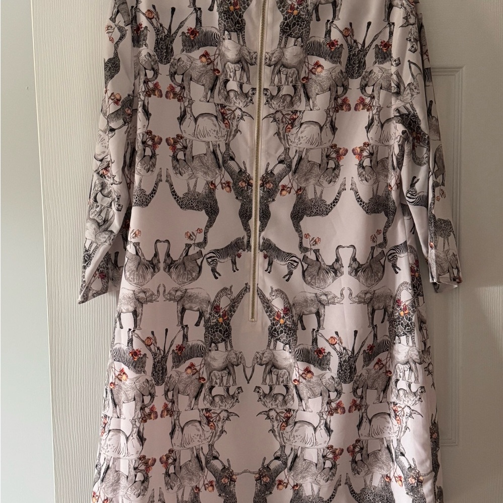 Ted Baker Pink A-Line Dress 3/4 Sleeve Wedding Guest